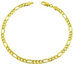 14 Karat Yellow Gold Figaro Bracelet 8.25 Inches