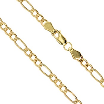 Real Yellow Gold Choose Your Width Figaro Link Chain Necklace