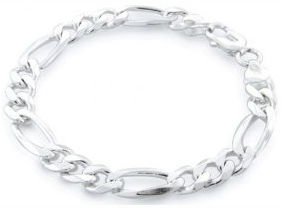 Mens Sterling Silver Figaro Bracelet (250 gauge, 8 Inches)