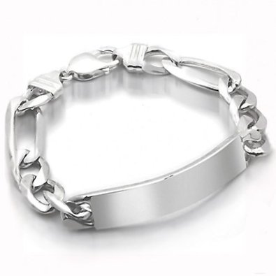 Mens Sterling Silver Figaro Bracelet 250 Gauge ID Chain