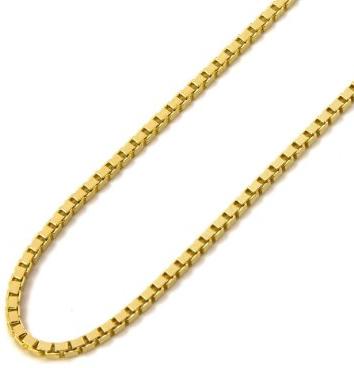 14K Yellow Gold 2.2mm Box Chain Necklace With Lobster Claw Clasp 16 Inches