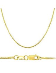 14k Solid Yellow Gold Round Snake Chain Necklace 1mm 16 Inches