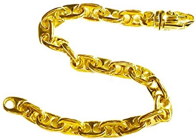 10K Solid Yellow Gold Heavy Anchor Mariner Chain Bracelet