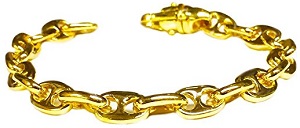 14K Solid Yellow Gold Heavy Mariner Chain Bracelet 8 Mm 32 Grams
