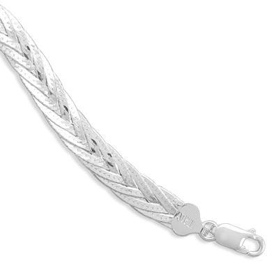 Diamond Cut Braided Herringbone Bracelet Sterling Silver