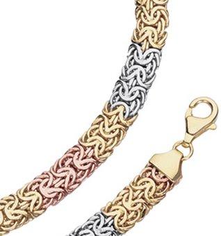 14K-Tricolor-Gold-Fancy-Link-Byzantine-Chain-Necklace