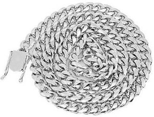 14K-White-Gold-Mens-Cuban-Chain-27-Inches-9-mm