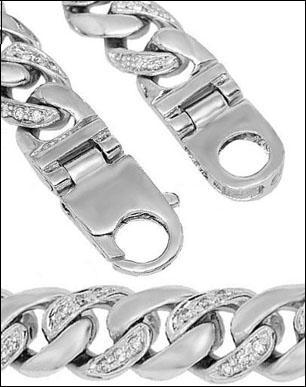 14K-White-Gold-Mens-Diamond-Cuban-Chain-4.00-Ctw