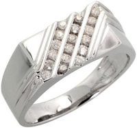 14k White Gold Rectangular Diamond And Mens White Gold Rings