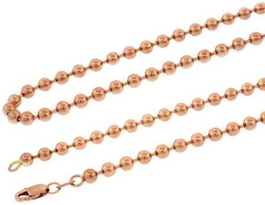 Men's Real Solid 10K Rose Gold Ball Link Chain Necklace