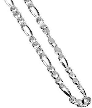 Sterling Silver Figaro Chain Necklace For Men Nickel Free(Italian Make, 11mm, available in 20, 22, 24 Inches)