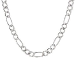 Men's 10K Gold Figaro Chain Necklace 4mm 20 Inches White Gold