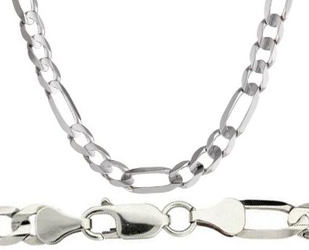 Men's 14k White Gold Figaro Chain Necklace 6.25mm