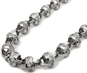 Solid 10k White Gold Mens Curb Fancy Link Cubic Zirconia Bracelet 9.5 Inch