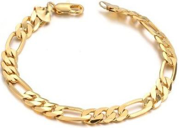 Yellow Gold 14k Figaro Bracelet 7mm 8.5 Inches
