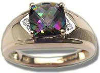 .01 ct 8mm Checker Mystic Green Topaz Rings For Men