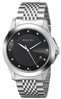 Gucci Men's YA126405 G-Timeless Medium Diamond Marker Black Dial Watch