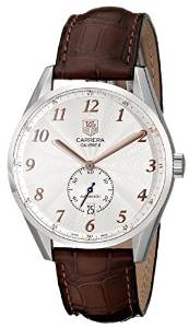 Tag Heuer Men's 'Carrera' Silver Dial Brown Leather Strap Watch WAS2112.FC6181