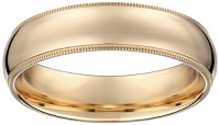 Men's 14k Yellow Gold 6mm Comfort Fit Milgrain Plain Wedding Band