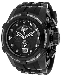 Mens Bolt Chronograph Black Polyurethane Black Dial Invicta Watch