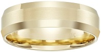 Men's 10k Gold Comfort-Fit Plain Wedding Band with Satin Center and Beveled Edges (6 mm)