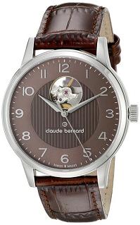 Claude Bernard Men's 85017 3 BRBN Automatic Open Heart Analog Display Swiss Automatic Brown Watch