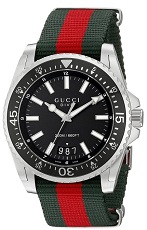 Gucci Men's YA136206 Dive Stainless Steel Watch with Striped Nylon Band