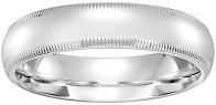 Men's 10k White Gold Comfort-Fit Plain Wedding Band with Milgrain (5 mm), Size 10