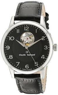 Claude Bernard Men's 85017 3 NBN Automatic Open Heart Analog Display Swiss Automatic Black Watch