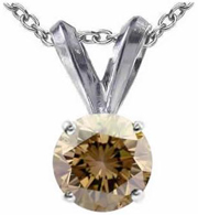 1.50 CT Champagne Diamond Solitaire Pendant 14K Gold