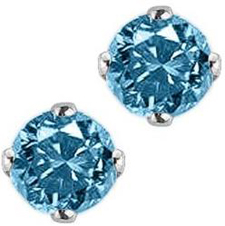 Round Brilliant Cut Blue Diamond Earring Studs