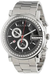 Gucci Men's YA101324 G-Chrono Diamond Case Black Guilloche Dial Watch