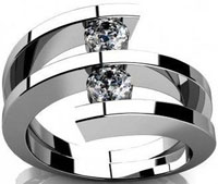 0.60 ct Two Round Cut Diamonds Anniversary Ring in Platinum