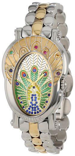 Brillier Women's 18-02 Royal Plume Peacock Inspired Swiss Genuine Gemstones Watch