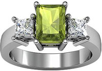 Platinum Peridot and Diamond Ring