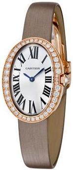 Cartier Baignoire Diamond Silver Dial 18k Rose Gold Ladies Watch