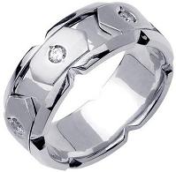 0.40ct TDW White Diamonds Platinum Blocks Men's Wedding Band
