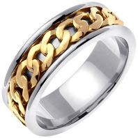 Infinity Knot Celtic Men's 7 mm 18K Gold and Platinum Comfort Fit Wedding Band