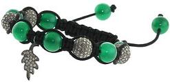 Natural Green Onyx Gemstone Beaded Macrame Bracelet Silver Fashion Jewelry