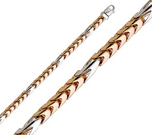 14k Tri Color Gold 6mm Handmade Chain Necklace