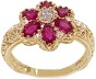 18k Yellow Gold Natural Ruby Womens Cluster Ring