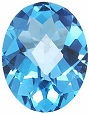 Oval Checkered Loose Swiss Blue Topaz Gemstone
