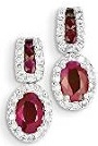 14K White Gold Diamond & Ruby Earrings