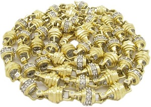 Mens 14k Yellow Gold 6.81ctw Prong Bezel Diamond Chain
