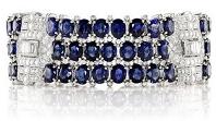 39.013ct Natural Oval Blue Sapphires Set in Platinum Bracelet With 9.02cts of Diamonds