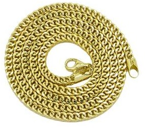 10K Yellow Gold Hollow FRANCO Chain 4MM width