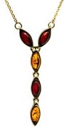 Multicolor Amber 14k Gold Beautiful Rolo Chain Necklace