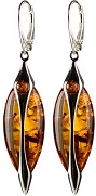 Amber Sterling Silver Luxury Drop Collection Leverback Large Earrings