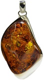 Sterling Silver Amber Freeform Pendant