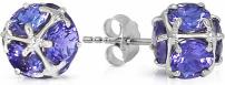 14K Solid White Gold Stud Earrings with Natural Tanzanites